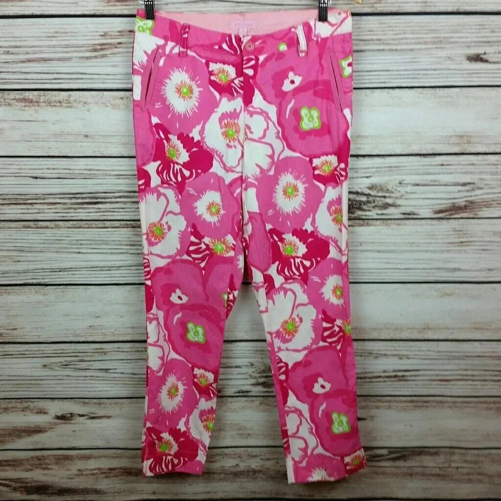 NWOT Lilly Pulitzer SZ 2 Cherry Begonia Crop Pants